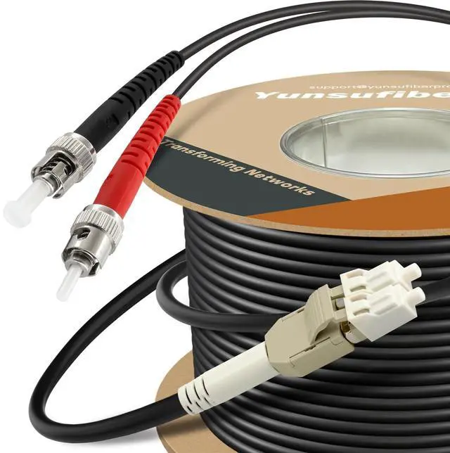 Main image of Yunsufiberpro 330ft / 100m Outdoor Armored OD-5mm OM1 LC to ST Fiber Cable, Multimode Duplex 62.5/125 MMF, LC-ST Fiber Optic Patch Cable