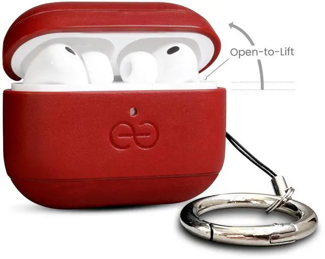 Alt view image 2 of 5 - Dreem Real Leather AirPods Pro 3 Case Cover, Keychain Carabiner Clip, for Apple AirPods Pro 3 Case, Leather + Protective Hard Plastic Shell, MagSafe OK, with Reveal Motion Effect [