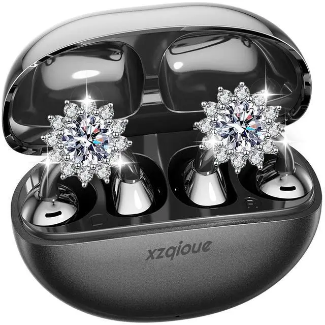 Main image of xzqioue Clip On Earbuds with Jewelry,Comfortable Fit Open Ear Clip-On Headphones,Wireless Bluetooth Ear Cuff Headphones for Women,Removable Clip Earbuds Accessories