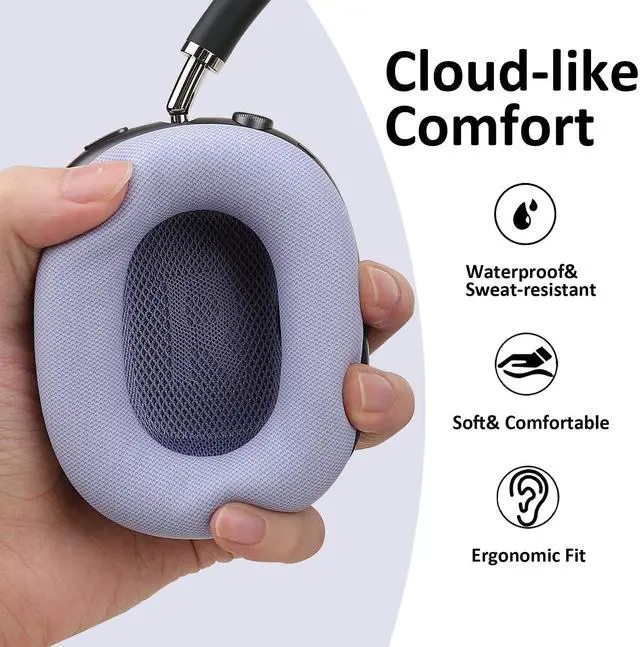 Alt view image 3 of 5 - Laselan Upgraded Silicone Ear Cushions for AirPods Max Headphones 2024, Protein Leather Covered Ear Pads with Silicone & Memory Foam and Magnet (Purple)