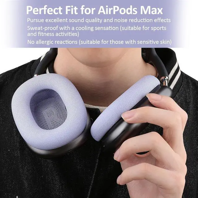 Alt view image 2 of 5 - Laselan Upgraded Silicone Ear Cushions for AirPods Max Headphones 2024, Protein Leather Covered Ear Pads with Silicone & Memory Foam and Magnet (Purple)