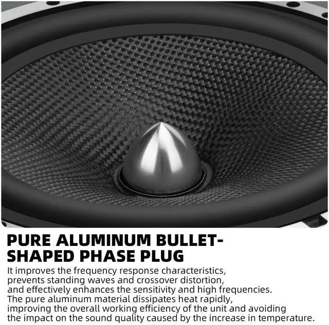 Alt view image 4 of 5 - WDiYA Upgrade 6.5" Car Speakers 1000W Peak Power - High-Performance Carbon Fiber Cone Woofers, Bullet Head Design for Clear Bass & Stereo Sound, Door Audio System (2 Speakers)