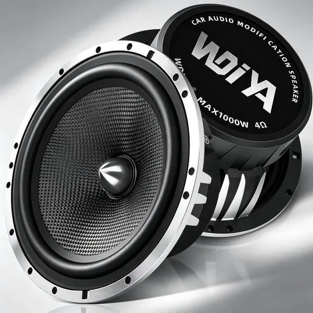 Main image of WDiYA Upgrade 6.5" Car Speakers 1000W Peak Power - High-Performance Carbon Fiber Cone Woofers, Bullet Head Design for Clear Bass & Stereo Sound, Door Audio System (2 Speakers)