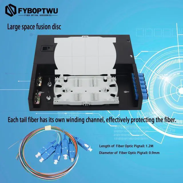 Alt view image 2 of 5 - fyboptwu-6 SC-UPC Singlemode Couplers 6 Core SC Box Fiber Optic Cables Wall Mount Fiber Enclosure with Singlemode SC UPC Kit (Includes Pigtails and Couplers)