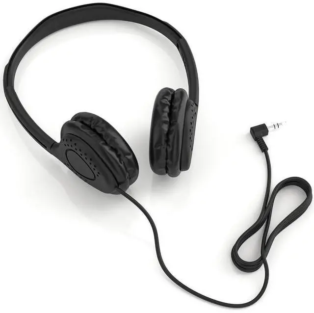 Alt view image 4 of 5 - Maeline Kids Headphones for School Classroom K-12, Library, Museum, Travel, On Ear Stereo Headset with Adjustable Band & Faux Leather Cushions - 3.5mm Plug - 100 Pack - Black