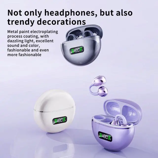 Alt view image 4 of 5 - VBESTLIFE LED Digital Display Wireless Bluetooth EarbudsHiFi Touch Control with Noise Canceling Mics for Cycling Running Exercise and Smart Control (Purple)