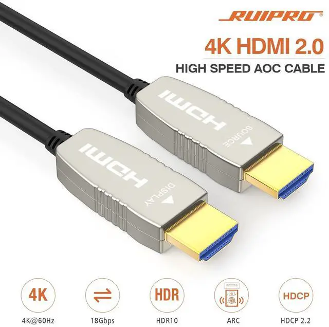 Alt view image 2 of 5 - RUIPRO 4K HDMI Fiber Optic Cable 25 Feet 18Gbps 4K@60Hz ARC HDR10 Ultra Slim Flexible HDMI 2.0b Cable
