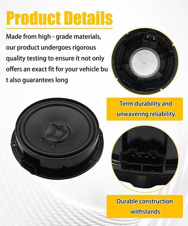 Alt view image 4 of 5 - 5C6035454A Front Door Speaker Assembly Compatible With Volkswagen Passat 2012-2022; Jetta 2011-2018 Bass Loudspeaker Left Driver or Right Passenger Side Front Door Radio Speaker 6 inch 5C6-035-454-A