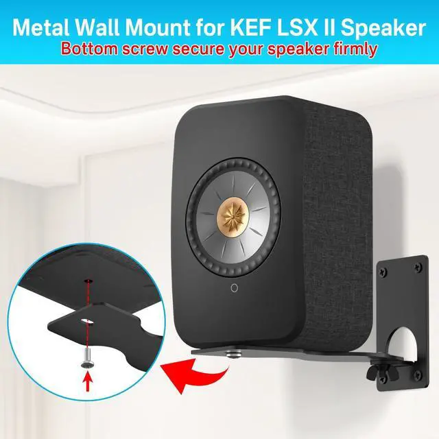 Alt view image 2 of 5 - Aiweiwa Heavy-Duty Speaker Wall Mount for KEF LSX II Speakers Mount Wall Bracket - Space Saving Wall Speaker Mount for KEF LSX II Wireless HiFi Speakers Bracket with Cable Clips, Black