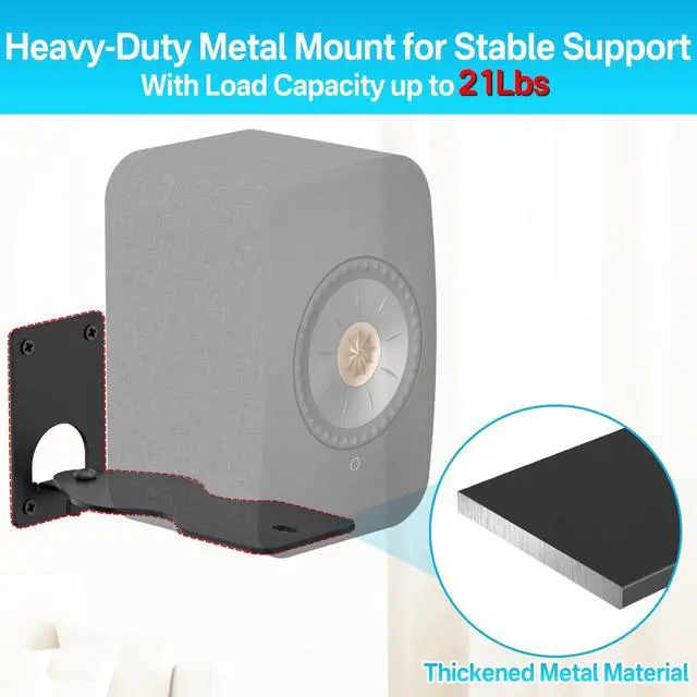 Alt view image 4 of 5 - Aiweiwa Heavy-Duty Speaker Wall Mount for KEF LSX II Speakers Mount Wall Bracket - Space Saving Wall Speaker Mount for KEF LSX II Wireless HiFi Speakers Bracket with Cable Clips, Black