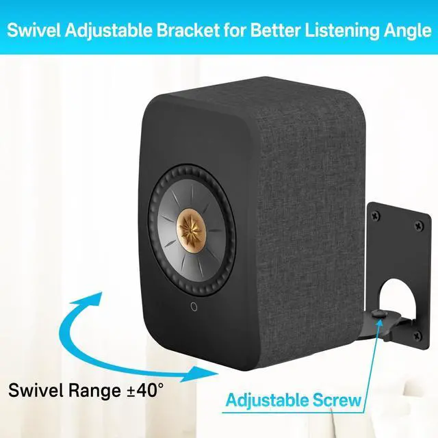 Alt view image 3 of 5 - Aiweiwa Heavy-Duty Speaker Wall Mount for KEF LSX II Speakers Mount Wall Bracket - Space Saving Wall Speaker Mount for KEF LSX II Wireless HiFi Speakers Bracket with Cable Clips, Black