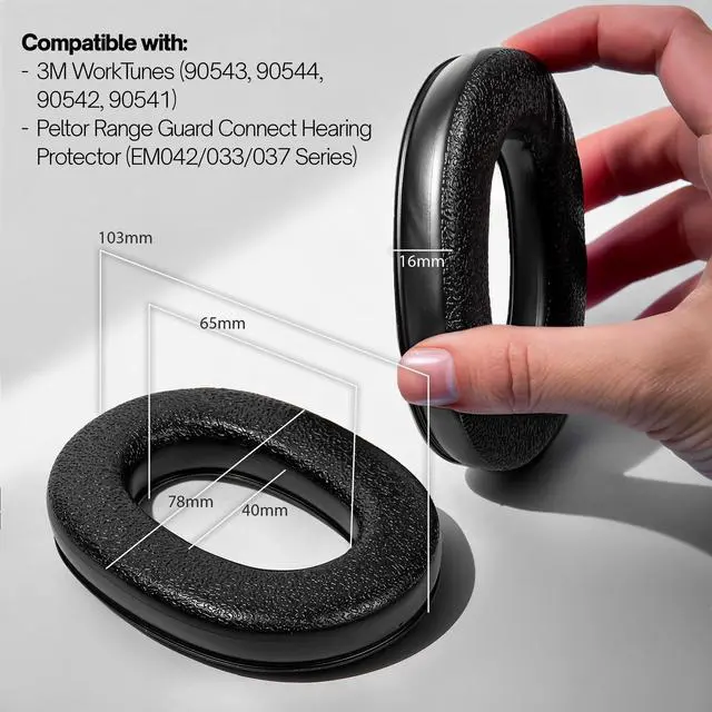 Alt view image 3 of 5 - for 3M WorkTunes Replacement Ear Pads Headphones Connect Hearing Protection with Noise Cancelling Radio Ear Muffs AM/FM Bluetooth Headset Protective Earmuffs Shooting Ear Protection Mowing (Pack 6)