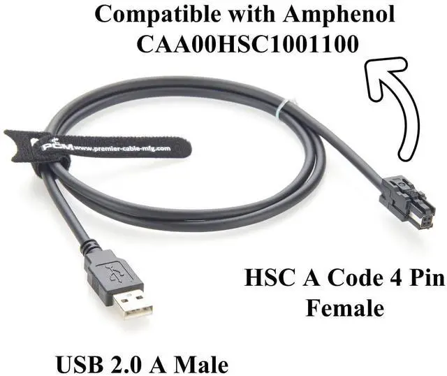 Alt view image 3 of 5 - HSC to USB Extension Cable USB 2.0 Male to HSC 4 Pin A Code Female Automotive Diagnostic High-Speed Connector Cable for ECU Programming, Vehicle Data Logging, ADAS, Camera Modules(1M/3.28FT)