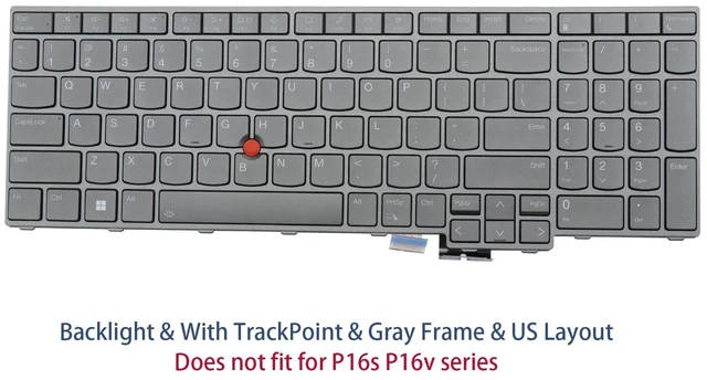 Alt view image 2 of 5 - Backlit Laptop Keyboard Replacement for Lenovo Thinkpad P16 Gen1, P16 Gen2
