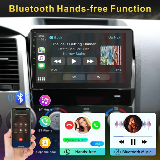 Alt view image 3 of 5 - Car Radio for Toyota Tundra 2007-2013 Sequoia 2008-2012 not fit JBL with Wireless CarPlay & Android Auto, 10 Inch Toyota Tundra Head Unit with Bluetooth GPS Navigation SWC FM Radio