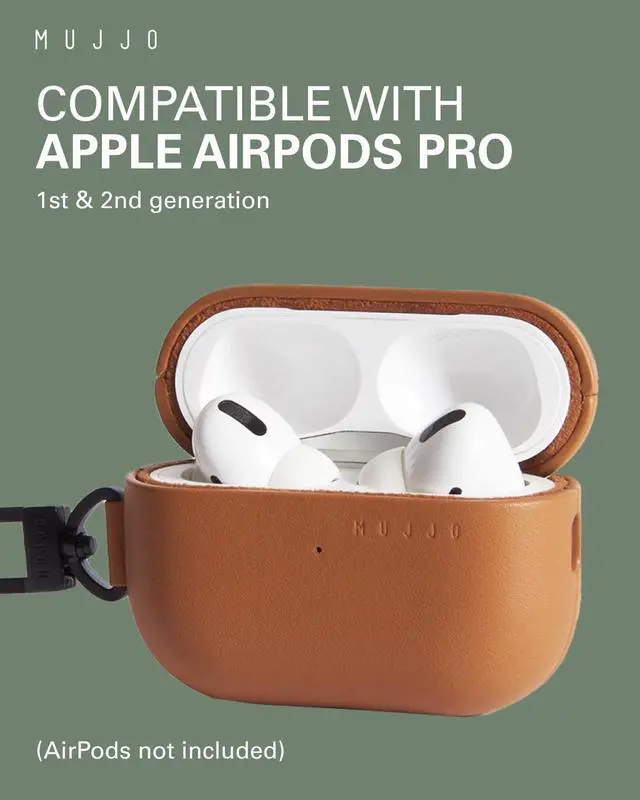 Alt view image 4 of 5 - Mujjo Echelon Leather Case for AirPods Pro (2nd Gen) - Wireless Charging Compatible - Durable & Luxurious Design - Secure Fit - Premium Leather - Tan
