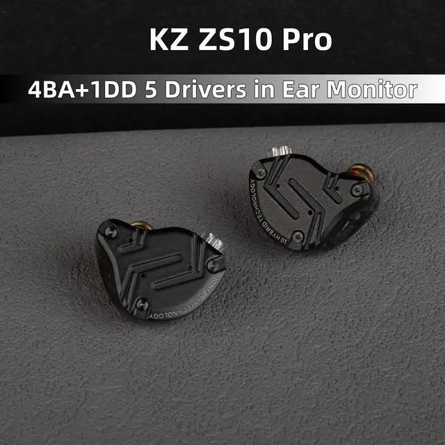Main image of KZ ZS10 PRO in Ear Monitor Headphones, 4BA+1DD 5 Hybrid Driver Gaming Earbuds Wired Earphones, HiFi Clarity Sound Immersive Bass IEMs for Gaming Musician Audiophile (Matte Black Without Microphone)
