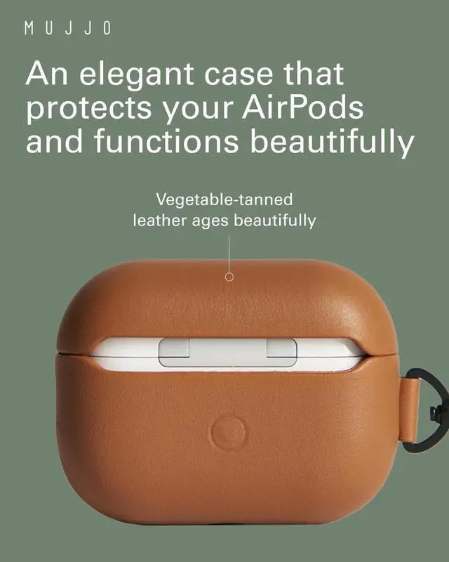 Alt view image 5 of 5 - Mujjo Echelon Leather Case for AirPods Pro (2nd Gen) - Wireless Charging Compatible - Durable & Luxurious Design - Secure Fit - Premium Leather - Tan