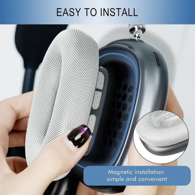 Alt view image 3 of 5 - GEVO Upgraded Ear Cushions Replacement Earpads for AirPods Max 1 & 2 Headphones, Protein Leather Ear Pads Ear Covers Cups with Memory Foam and Magnet for AirPods Max 1 & 2 (Silver)