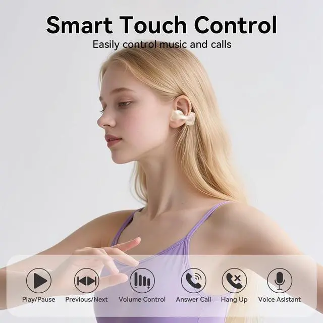 Alt view image 2 of 5 - MZYDM Open Ear Earbuds, Bluetooth 5.4 Clip On Headphones,for Small Ears (White)
