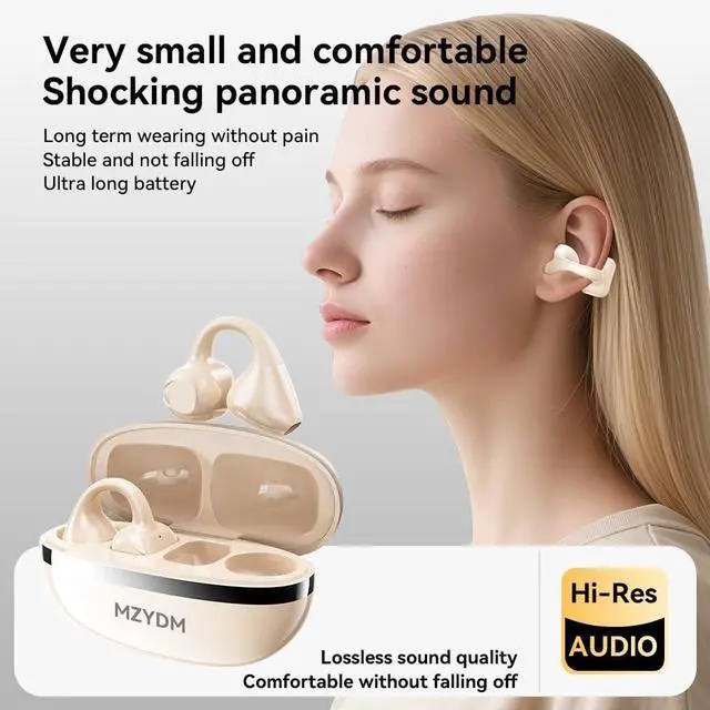 Alt view image 3 of 5 - MZYDM Open Ear Earbuds, Bluetooth 5.4 Clip On Headphones,for Small Ears (White)