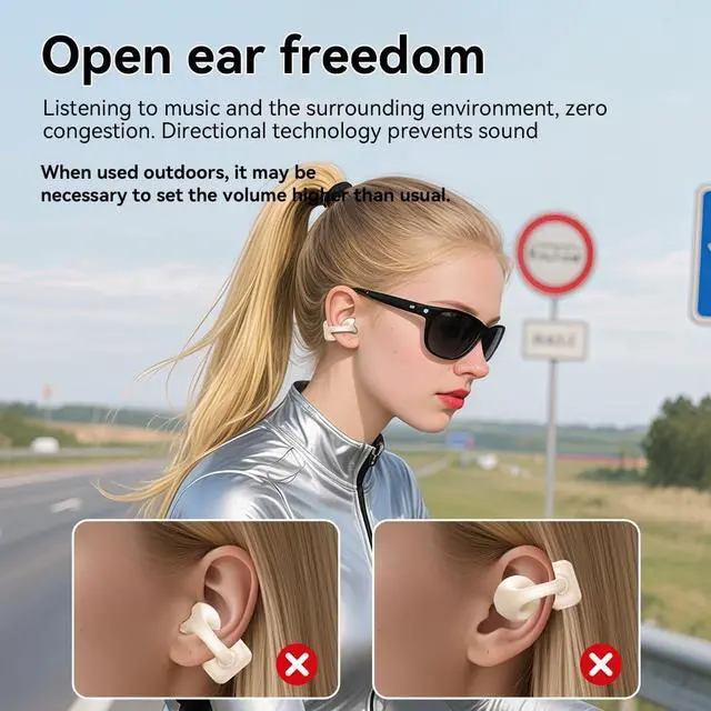Alt view image 5 of 5 - MZYDM Open Ear Earbuds, Bluetooth 5.4 Clip On Headphones,for Small Ears (White)