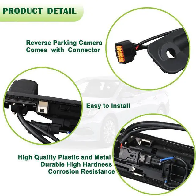 Alt view image 4 of 4 - omoZone Backup Camera Trunk Lid Lock Handle Tailgate Handle Rear View Camera Compatible with 2015-2017 Hyundai Sonata Replaces 95760-E6201
