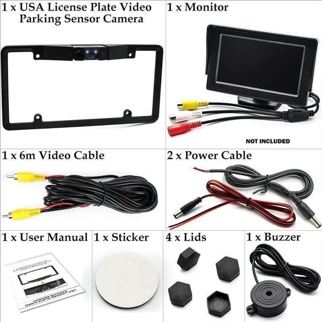 Alt view image 5 of 5 - 3 in 1 American car License Plate Frame Built-in Backup Camera and Parking Sensor with Water Proof Buzzer Alarm Night Vision Vehicle Safety