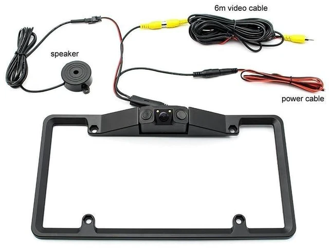 Alt view image 2 of 5 - 3 in 1 American car License Plate Frame Built-in Backup Camera and Parking Sensor with Water Proof Buzzer Alarm Night Vision Vehicle Safety