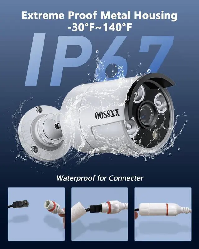 Alt view image 4 of 5 - OOSSXX (5.0MP POE Extend Camera with 60 feet Cable Microphone Inside Outdoor/Indoor Video Surveillance Security Waterproof Wired POE Camera, Just Extend POE Kits, 1-Pack