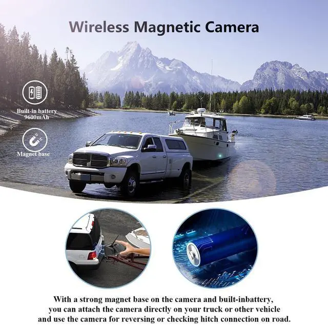 Alt view image 3 of 5 - WiFi Magnetic Wireless Backup Camera, LASTBUS Rechargeable 2.4Ghz WiFi Rear Camera for Easy Hitching Gooseneck Horse Boat Travel Trailer Fifth Wheels RV Camper for iPhone iPad Android iOS Smart