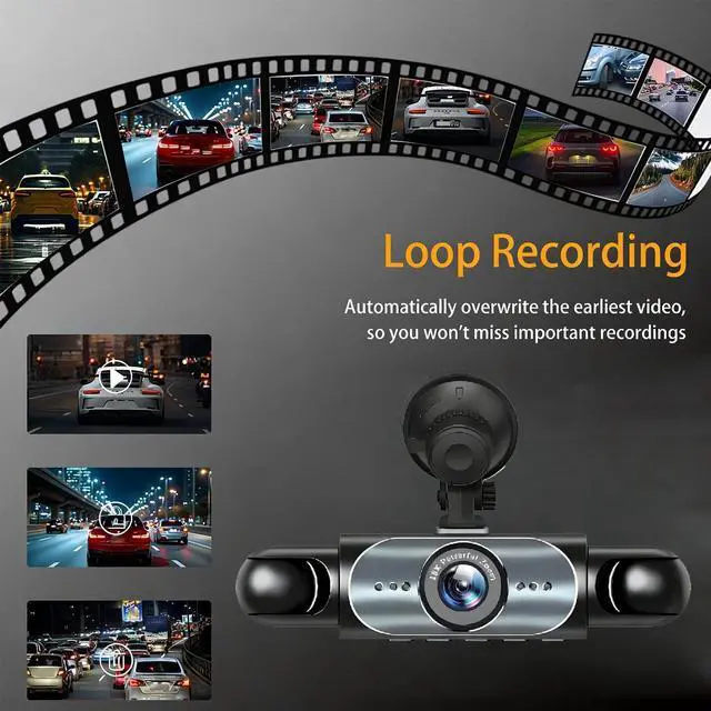 Alt view image 3 of 5 - Xiuganpo Car Dashcam, 4 Channel Car Dashcam with Sensor Loop Recording, 1080P Video Resolution, WiFi & APP Control, Compact Utility Front Rear Left Right Dash Cam for Cars, Black