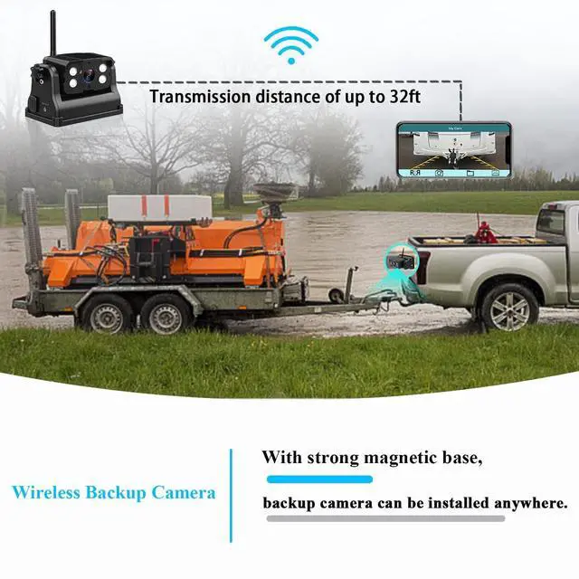 Alt view image 5 of 5 - WiFi Magnetic Wireless Backup Camera, LASTBUS Rechargeable 2.4Ghz WiFi Rear Camera for Easy Hitching Gooseneck Horse Boat Travel Trailer Fifth Wheels RV Camper for iPhone iPad Android iOS Smart