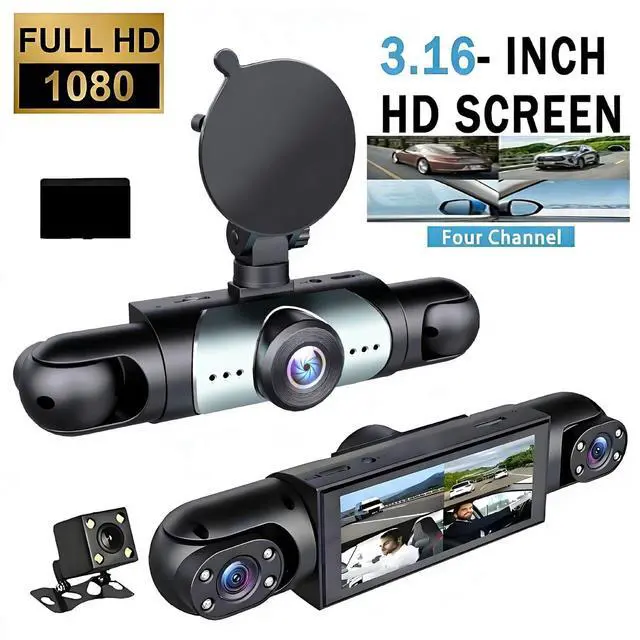 Alt view image 4 of 5 - Xiuganpo Car Dashcam, 4 Channel Car Dashcam with Sensor Loop Recording, 1080P Video Resolution, WiFi & APP Control, Compact Utility Front Rear Left Right Dash Cam for Cars, Black
