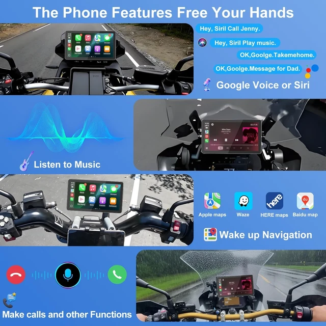 Alt view image 4 of 5 - Tenbaba 6.5" Wireless Motorcycle CarPlay Screen for BMW R1200GS R1250GS