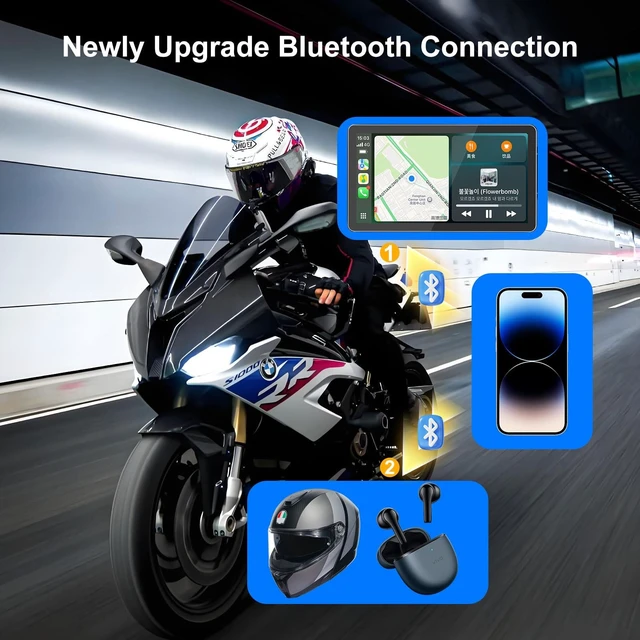 Alt view image 5 of 5 - Tenbaba 6.5" Wireless Motorcycle CarPlay Screen for BMW R1200GS R1250GS