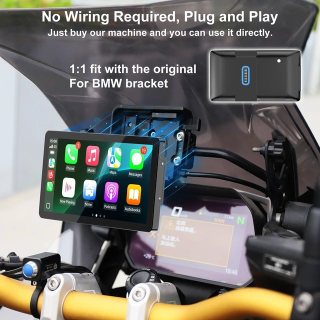 Alt view image 3 of 5 - Tenbaba 6.5" Wireless Motorcycle CarPlay Screen for BMW R1200GS R1250GS