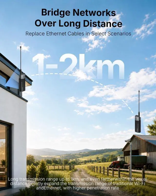 Alt view image 4 of 5 - MESHYEAOFAH WiFi HaLow Point to Point Wireless Bridge, 802.11ah Sub-1GHz 1~2km Long Range WiFi Bridge for PtP/PtMP IoT & Network Bridging, Plug & Play Wireless Access Point Dongle V2(27