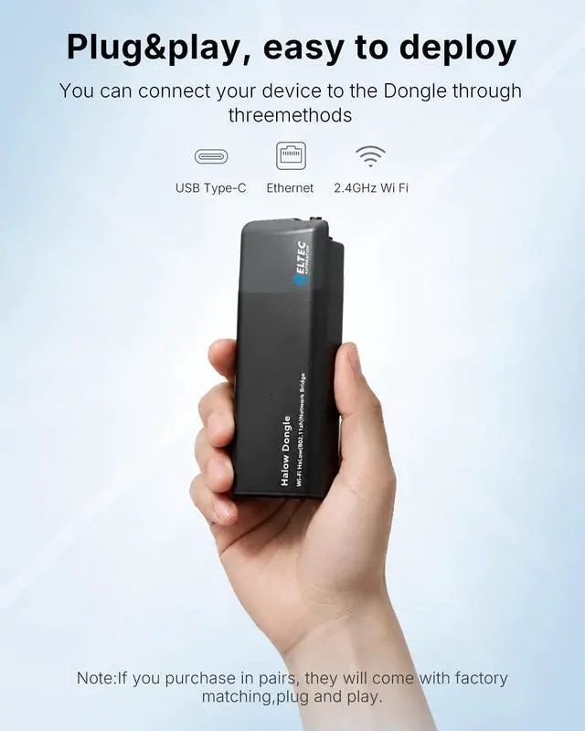 Alt view image 3 of 5 - MESHYEAOFAH WiFi HaLow Point to Point Wireless Bridge, 802.11ah Sub-1GHz 1~2km Long Range WiFi Bridge for PtP/PtMP IoT & Network Bridging, Plug & Play Wireless Access Point Dongle V2(27
