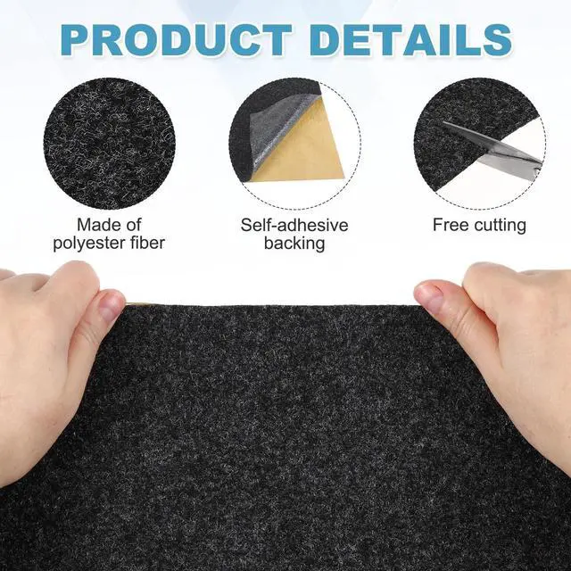 Alt view image 3 of 5 - MECCANIXITY 59"x39" Speaker Box Carpet Fabric with Adhesive Back, Gray Car Trunk Under Felt Carpet Liner Interior Cover Roll Carpeting for Sub Box, Auto, RV, Boat, Marine, Door Liner