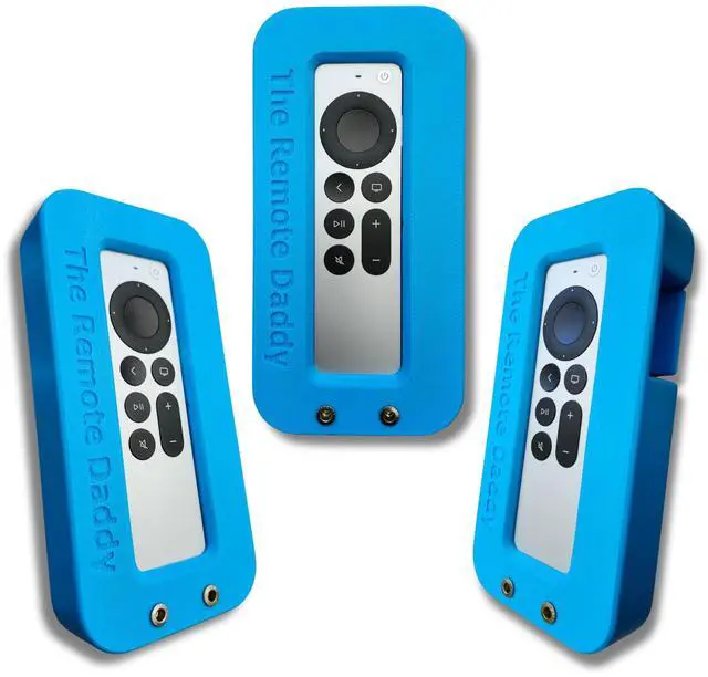 Main image of The Remote Daddy - Stops Dog Chewing ^^ Kid-Proof ^^ Locks Battery Compartment ^^ Shock-Absorbing Remote Cover ^^ Prevents Remote Loss ^^ Protective Case for Apple Siri Remote (Blue)