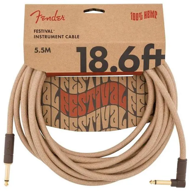 Alt view image 5 of 5 - Fender Festival 18.6FT STR/ANG Hemp Instrument Cable (Natural) in 2-Pack