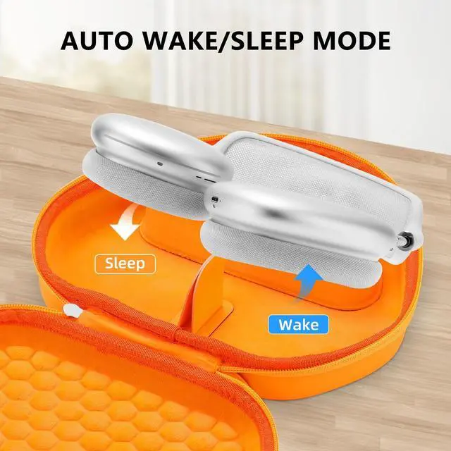 Alt view image 2 of 5 - for Airpods Max Case Cover,Smart Case with Sleep Mode Made by Air pods,Compatible with Apple Air Pods Max,Protective Carry Travel Cover AirPods Pro Max Case,Headphone,Orange+Orange