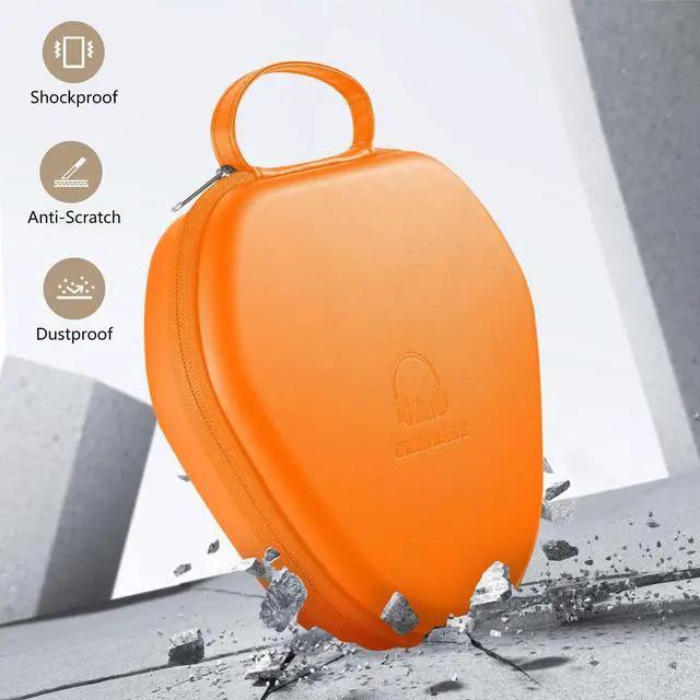 Alt view image 4 of 5 - for Airpods Max Case Cover,Smart Case with Sleep Mode Made by Air pods,Compatible with Apple Air Pods Max,Protective Carry Travel Cover AirPods Pro Max Case,Headphone,Orange+Orange