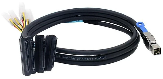 Main image of AoQhir Mini SAS HD SFF 8644 to 4* SAS 8482 29P Server Cable with Power 6Gbps High Speed 28AWG Copper Wire Data Transfer Cord (1M)