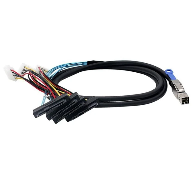 Alt view image 2 of 4 - AoQhir Mini SAS HD SFF 8644 to 4* SAS 8482 29P Server Cable with Power 6Gbps High Speed 28AWG Copper Wire Data Transfer Cord (1M)
