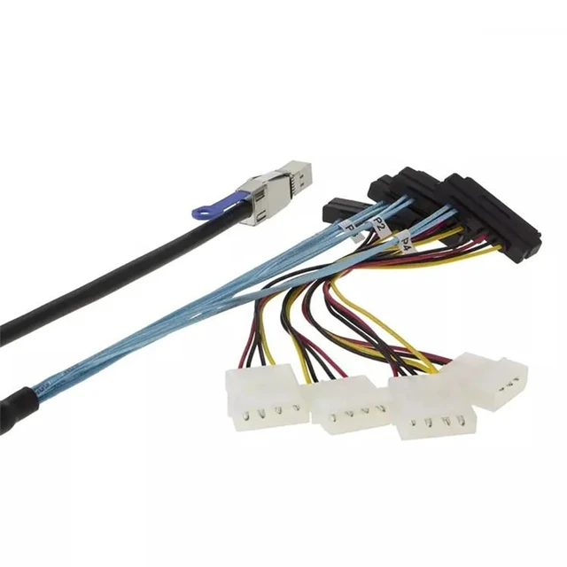 Alt view image 3 of 4 - AoQhir Mini SAS HD SFF 8644 to 4* SAS 8482 29P Server Cable with Power 6Gbps High Speed 28AWG Copper Wire Data Transfer Cord (1M)