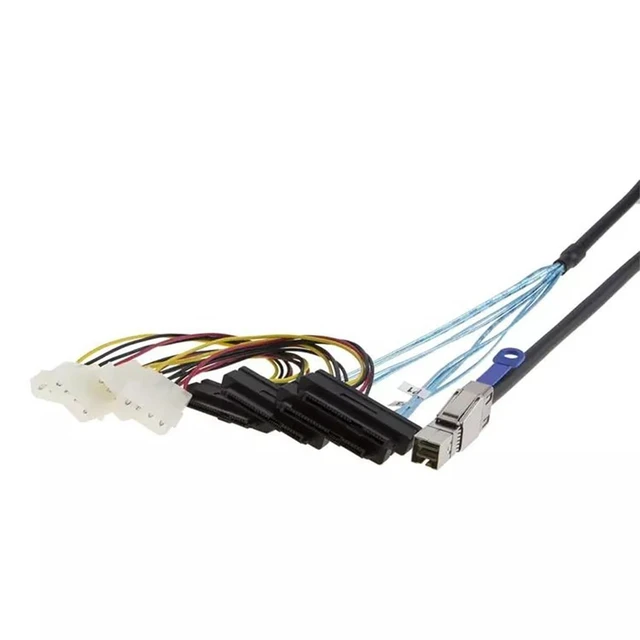 Alt view image 4 of 4 - AoQhir Mini SAS HD SFF 8644 to 4* SAS 8482 29P Server Cable with Power 6Gbps High Speed 28AWG Copper Wire Data Transfer Cord (1M)
