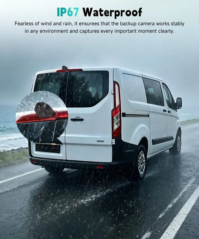 Alt view image 3 of 5 - Dual Lens Brake Light Backup Camera for Ford Transit 2012-2015, High Mount Third Brake Light Rear View Camera, OEM Replacement Reverse Parking Camera with Night Vision, Wide Angle, IP67 Waterproof