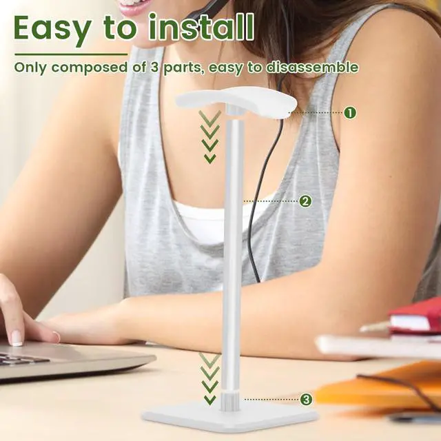 Alt view image 5 of 5 - TKSDWBLTY 10Pcs Headphone Stand Detachable Headphones Holder Universal Gaming Headset Holder Space Saving Stand for Most Wired and Wireless Headphones,White